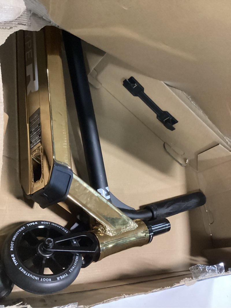 Condition photo showing As Is for Root Industries Type R Complete Pro Scooter - Lightweight, Durable, and Professionally Ridden Gold Rush