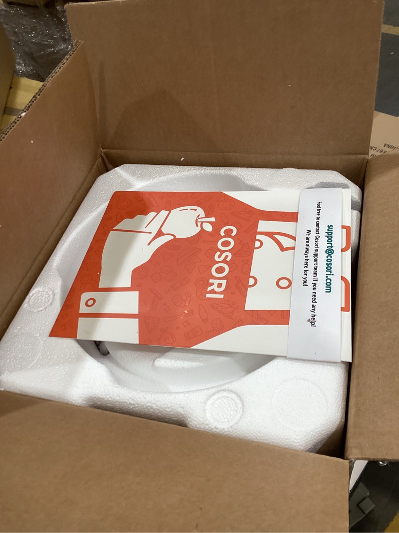 Condition photo showing New/Like New for cosori pressure cooker 6qt, stainless steel, 9-in-1 multi cooker, 12 safety features, ceramic inner pot, rice, slow cook, sous vide, saute, 1100w