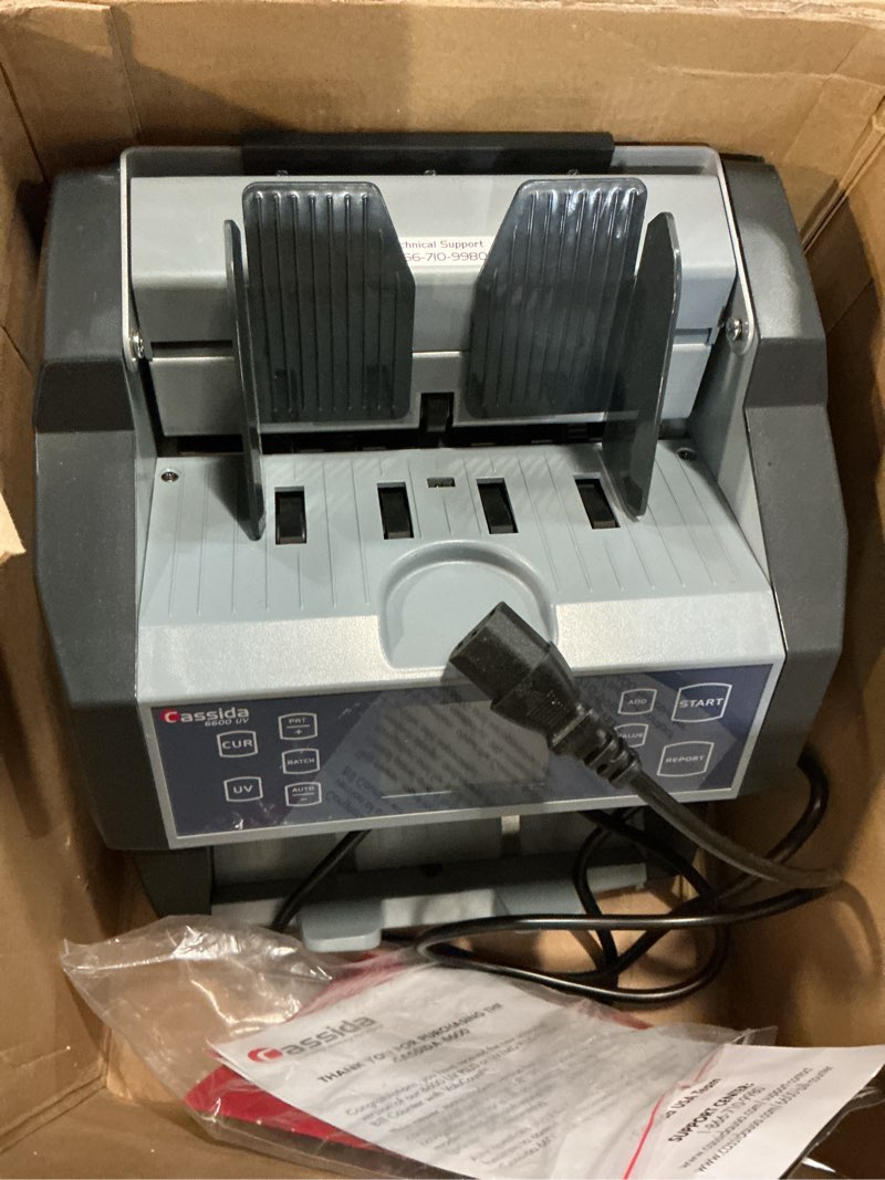 Condition photo showing Good Condition for Cassida 6600 UV – USA Business Grade Money Counter with UV/IR Counterfeit Detection – Top Loading Bill Counting Machine w/ ValuCount™, Add and Batch Modes – Fast Counting Speed 1,400 Notes/Min 6600 UV 6600