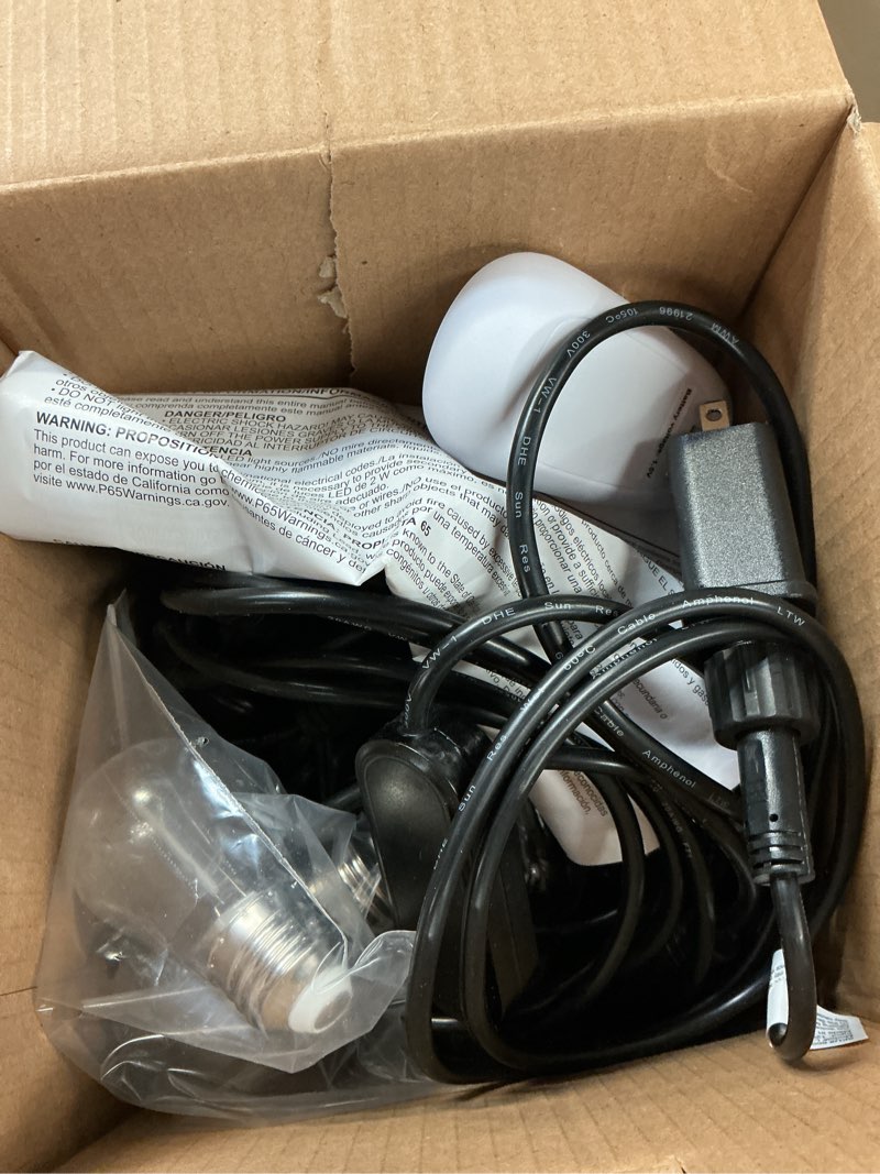 Condition photo showing As Is for harbor breeze 24-ft plug-in black indoor/outdoor string light with 12 color changing -light led edison bulbs with remote