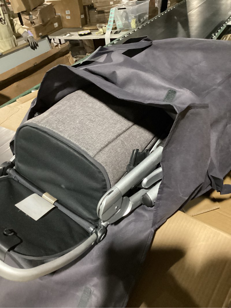Condition photo showing Good Condition for uppababy vista v3 stroller - full-size single-to-double stroller system - toddler seat, bug shield, rain shield, and storage bag included - jake (charcoal/carbon frame/black leather) vista v3 stroller jake (charcoal)