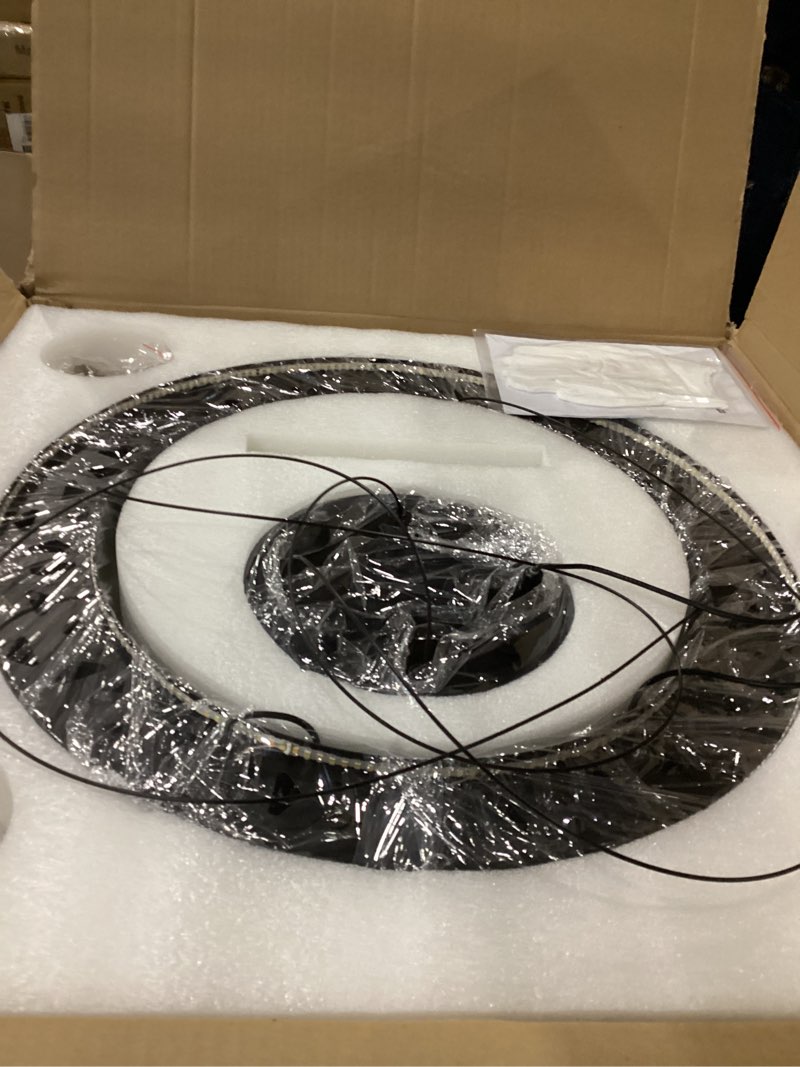 Condition photo showing New/Like New for Glam LED Chandelier 31.4 Inch Crystal Ring Chandeliers with Remote Dimmable LED Light Indoor Hanging Lights Luxury Ceiling Pendant Lighting Fixtures Living Dining Bedroom Gold Light Gold 32"