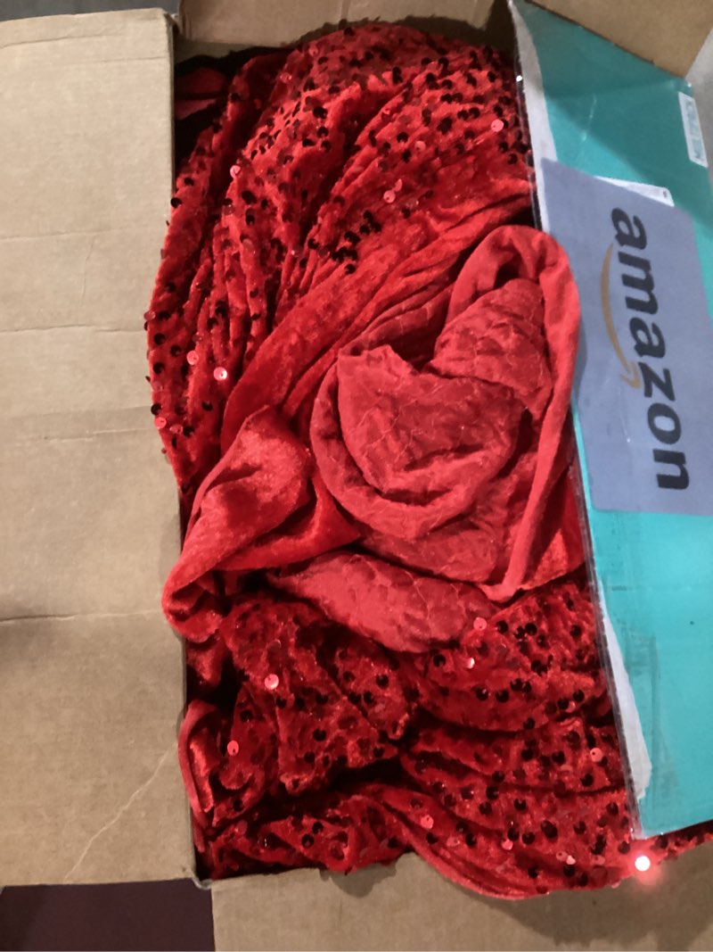 Condition photo showing Good Condition for QueenDream Red Sequin Tablecloth 60x102 Inch Red Table Cloth Glitter Table Cloth for Birthday Party Events Christmas Decorations