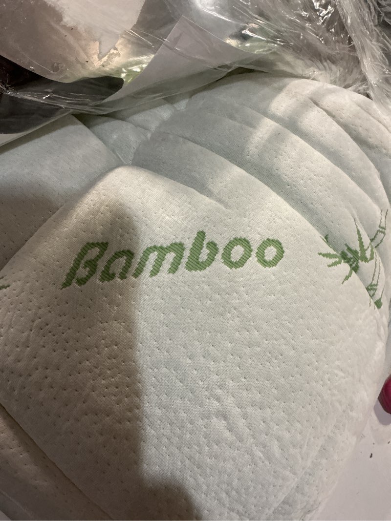 Condition photo showing As Is for ultra soft king size mattress topper - viscose made from bamboo pillow top mattress pad for back pain relief - naturally cooling for hot sleepers, green green king