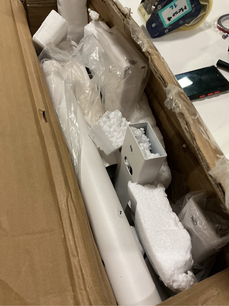 Condition photo showing As Is for Product similar to the photo reference , White Twin Metal Platform Bed Frame with Headboard and Footboard, No Box Spring Needed
