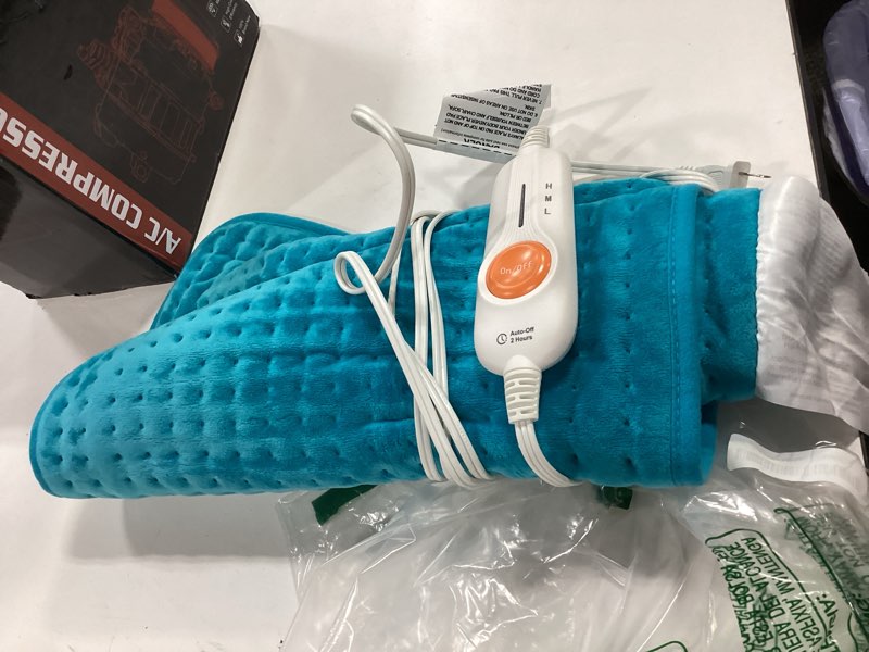 Condition photo showing As Is for Boileau Electric Heating Pad for Back Pain and Period Cramps Relief, 17"x33" Extra Large XXXL, 3 Heating Levels Heat Pad with 2-Hour Auto Shut Off, Gifts for Women and Mom, Blue