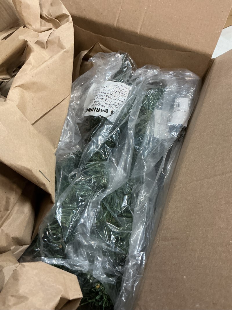 Condition photo showing As Is for Admired By Nature 23" Faux Christmas Swag 52 Tips Canadian Mixed Pine Decorative Arrangement - For Home Holiday Winter Decor, Indoor Outdoor Decorations, Events, Parties, Weddings, Funerals - Set of 2 2 X Mas GXW9814-NATURAL-2