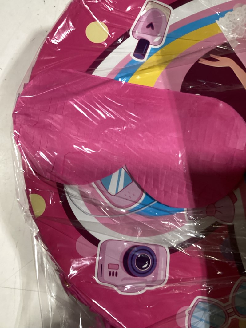 Condition photo showing As Is for soulchen birthday party piñata decorations includes eye mask stick blindfold confetti birthday party camping theme favor supplies(pink bag piñata)