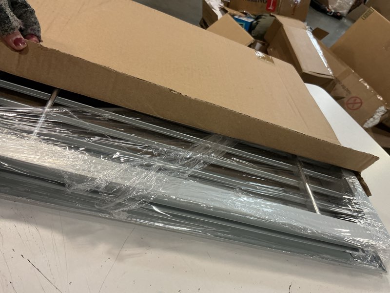 Condition photo showing Good Condition for door air vent cover 20'‘ x 12’' aluminum alloy grille ventilation cover for interior doors,double-sided louver vent grille for garage,cabinet, wardrobe, wall, attic, and shed doors