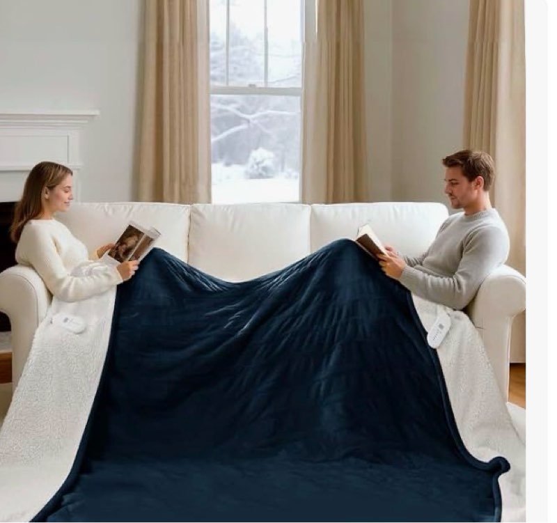caromio electric blanket king size dual control - thick tufted sherpa heated blanket king with 10 he