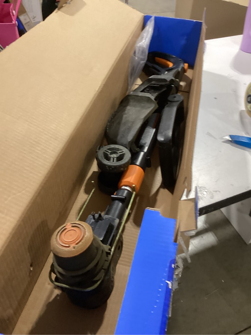 Condition photo showing As Is for worx 3 in 1 cordless string trimmer/lawn edger/mini mower, 12" electric weed wacker with command feed, 20v weed eater with 5.5 lbs, 2 batteries & charger included, wg170 3 in 1 trimmer w/(2) 2.0 ah batteries