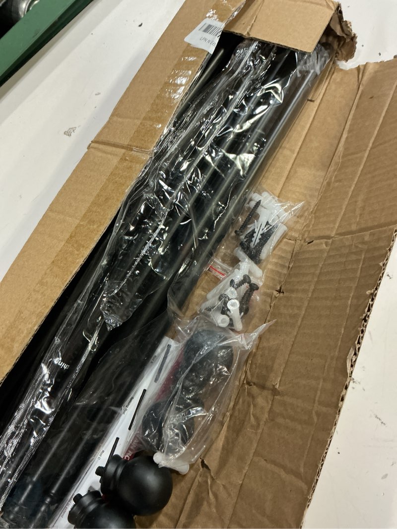 Condition photo showing New/Like New for gxoackj 2 pack black curtain rods for windows 28 to 78 inch, 5/8 inch splicing heavy duty metal curtain rod set with brackets 35-77\\\"-2pcs black