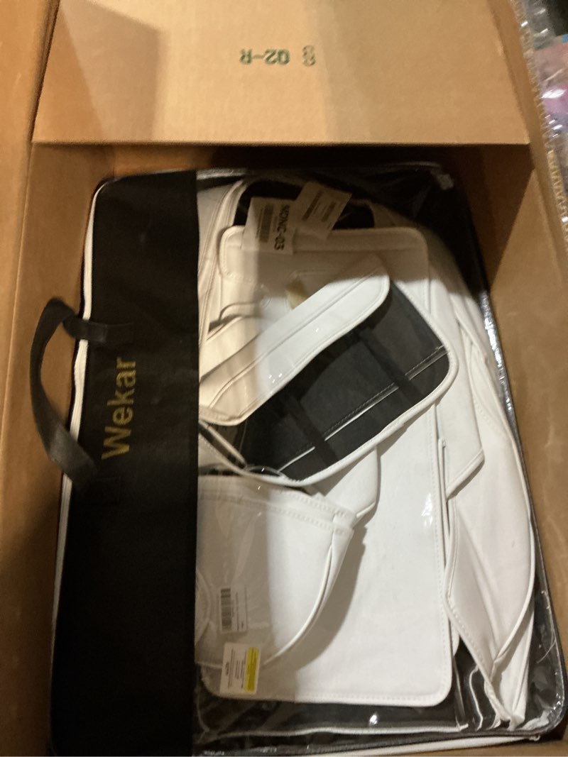 Solid Car Seat Covers with 5 (2 Front + 3 Rear) Headrest Covers: White - Full Set