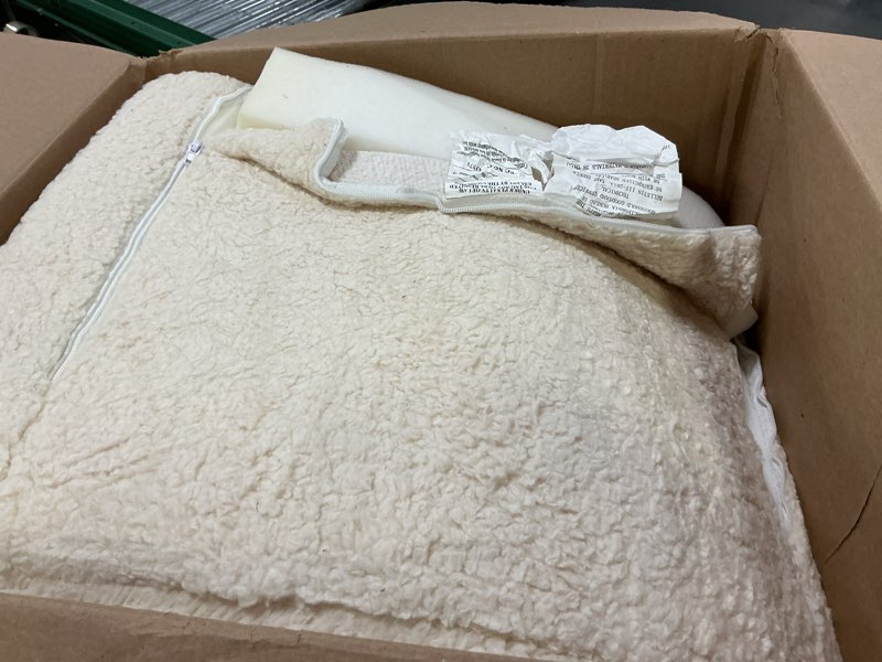 Condition photo showing As Is for Kids Chairs for Toddler, 2-in-1 Toddler Soft Sherpa Couch Fold Out, Convertible Sofa to Lounger for Girls and Boys, Cream Cream Medium