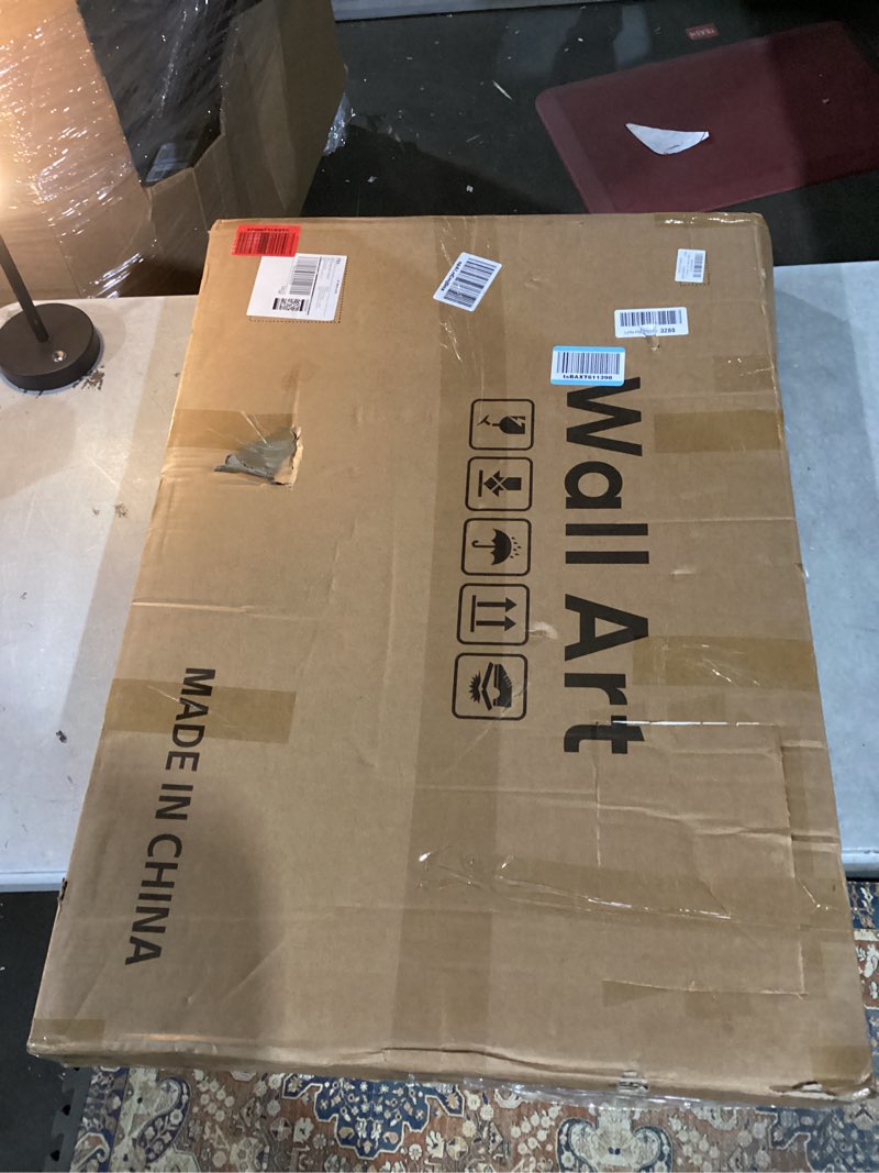 Condition photo showing Good Condition for Large Framed Sage Green Abstract Landscape Wall Art for Living Room, 3 Piece Modern Canvas Prints Paintings Artwork for Walls, Oversized Pictures for Hallway Dining Bedroom Office Wall Decor 24x36 In 24" W x 36" H x 3Pcs Warm Green