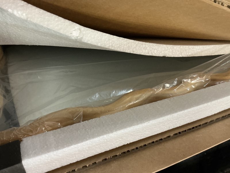 Condition photo showing Good Condition for Bathroom Mirror for Wall, 24"x36" Boho Wavy Wood Mirror Large Full Length Decorative Mirror with Tempered Glass, Natural Wooden Frame Vanity Mirror for Bedroom, Living Room, Entryway Natural a 36"L x 24"W