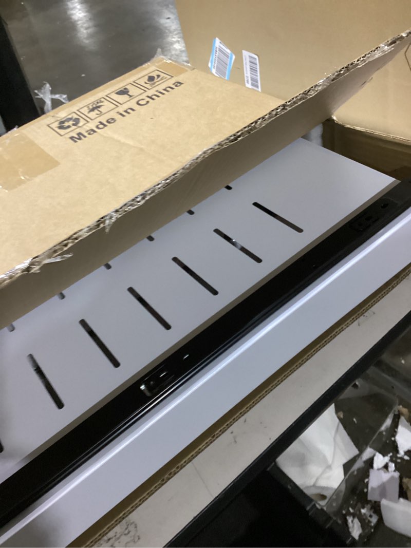 Condition photo showing As Is for seinloes 2pack expandable pull out cabinet organizer 21"deep with raising pad for framed cabinets, upgrade 3 slide rails slide out drawers, roll out shelves adhesive,adjustable width 12.05"-20.4"white white 21"d x 12.05"-20.4"w(2pack)