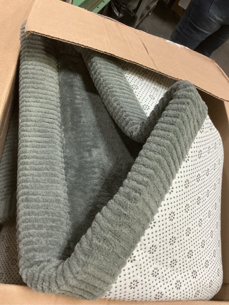 Condition photo showing As Is for Hakuna Matte CloudSoft Baby Play Mat for Floor 60" x 80" Dark Gray – Coral Velvet Memory Foam Rug for Crawling & Cozy Play – Non-Slip, Water-Resistant, Easy-Care Tummy Time Mat, Playmat for Playpen Dark Gray 60" x 80"