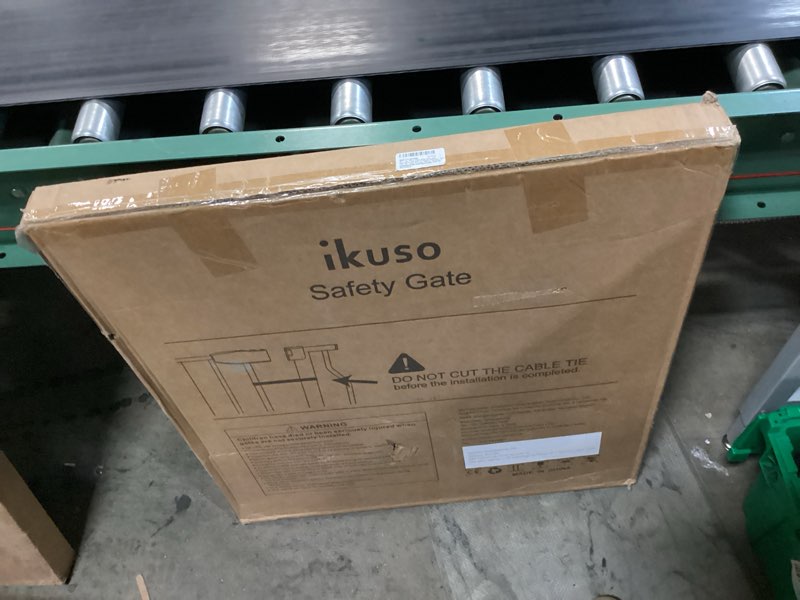 Condition photo showing New/Like New for 30"-63" extra wide baby gate with adjustable cat door (5 height settings), 30.5" tall, no-drill pressure mount, includes 3 extensions, pet & toddler safety gate for kitchens, stairs, and doorways