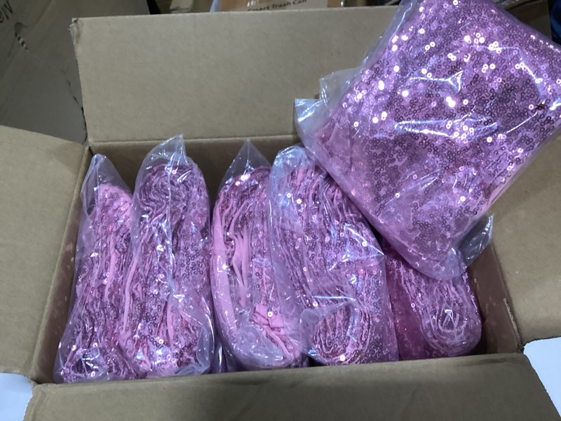 Condition photo showing New/Like New for Sequin Chair Sashes with Buckles, Pack of 100 Stretchy Spandex Chair Bands One Side Sequin Bow for Wedding Party Banquet Reception Decoration (Pink) Pink 100pcs