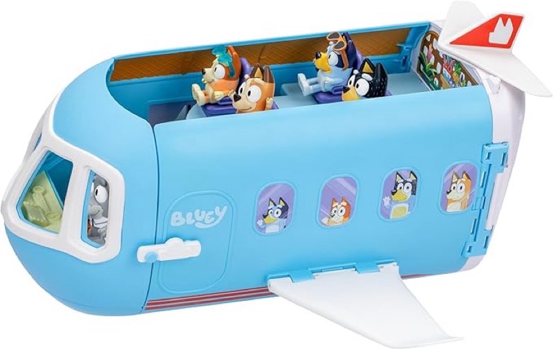 bluey 3-in-1 transforming airplane toys for kids playset, turns into resort & boat, airplane toys for kids 5-8 includes exclusive captain figure