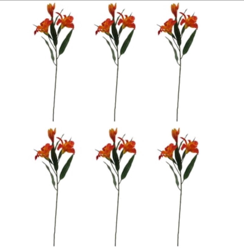 Mainstays 31” Artificial Orange Tiger Lily Flower Stem  Set of 6  Indoor Decoration