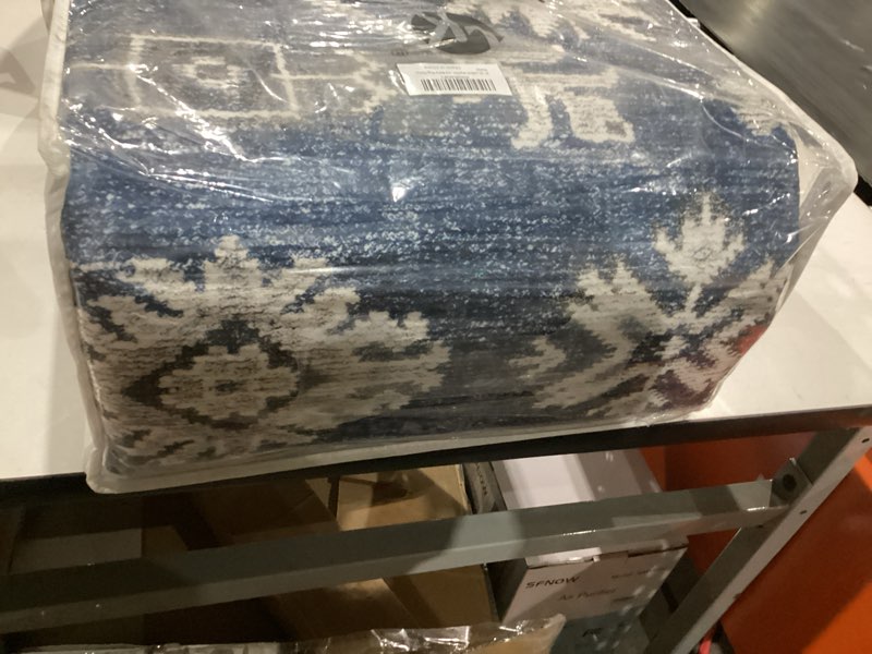 VK VK·LIVING Entryway Washable Rug 2'x3' Small Boho Bathroom Throw Area Rug Non Slip Doormat Indoor Front Door Machine Washable Carpet for Bathroom Kitchen Vintage (Blue Orange) 2' x 3' (Rectangular) Blue