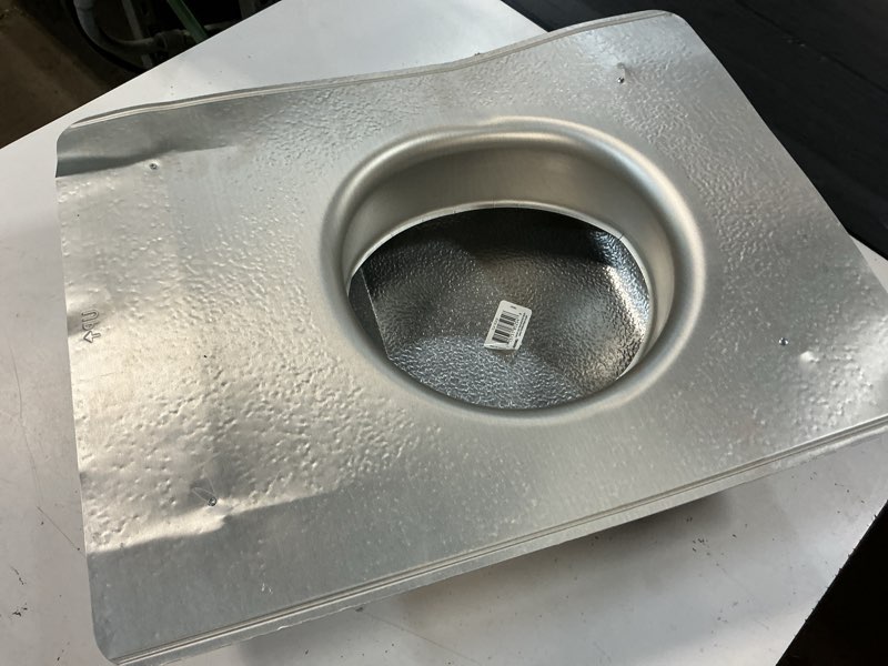 Condition photo showing As Is for air vent black aluminum slant-back roof louver