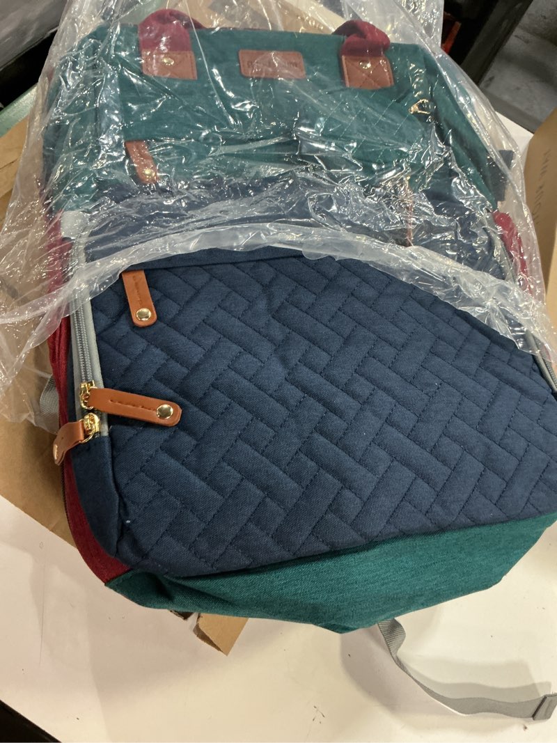 Condition photo showing Good Condition for jeryswet baby diaper bags with changing station, waterproof large capacity diaper bag backpack for moms dads with usb charging port and stroller straps, baby shower gifts, rgb green-blue-red