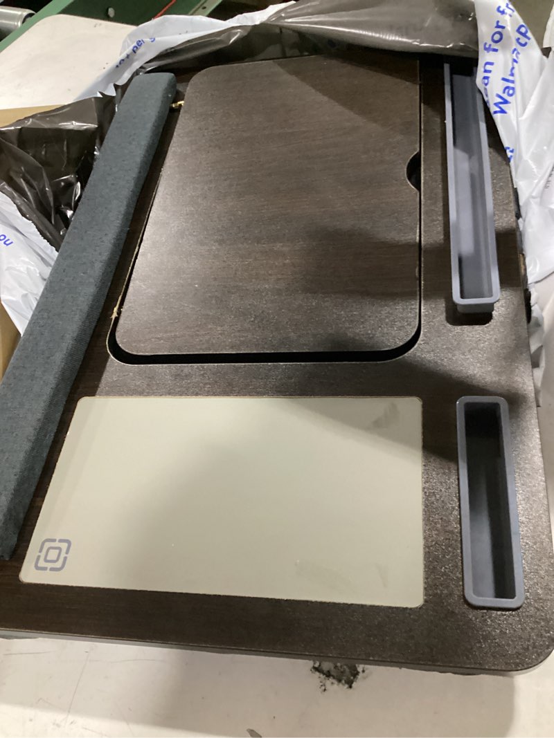 Condition photo showing As Is for asieit new laptop lap desks for adults, fits up to 17.3" laptops, portable laptop desk for bed, multi-functional bed desk with mouse pad, cushion, phone holder & handle, lap stand for bed, couch, car