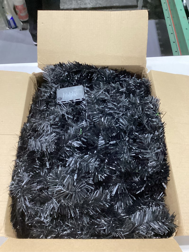 Condition photo showing New/Like New for 2 Pcs Christmas Black Spruce Artificial Garland and Wreath Decor, 9 ft Spruce Artificial Garland and 24" Crystal Wreath with LED Mini Lights for Christmas Seasonal Indoor Home Decor