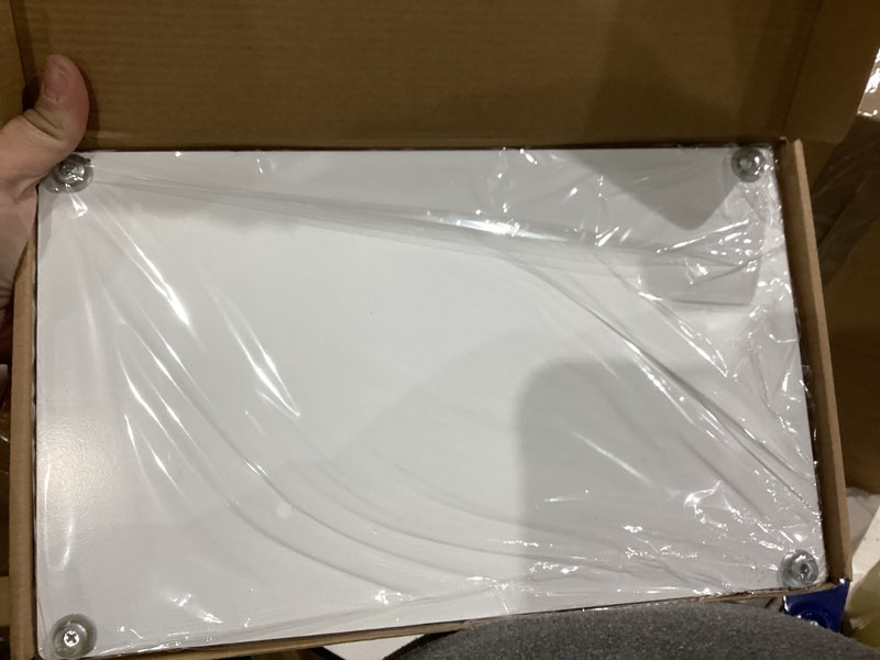 Condition photo showing New/Like New for Large Bathroom Vanity Tray – 13" x 8" Oak Decorative Wooden Tray for Bathroom Countertop & Vanity Organizer, Wood Tray for Perfume, Skincare & Accessories Storage, Vanity Dresser Decor Gold & White 13" x 8" x 2" Gold & White