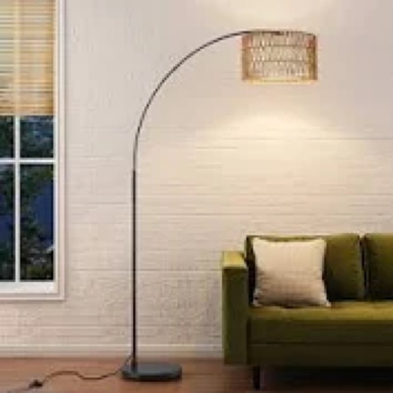 76'' rattan arched dimmable floor lamp with remote control and bulb included incomplete 
