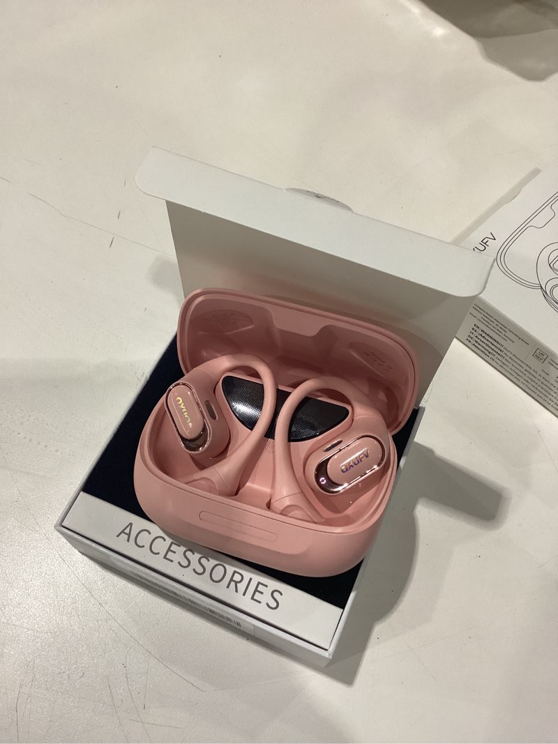 Condition photo showing New/Like New for Open Ear Headphones, Bluetooth 5.4 Headphones Sports, Premium Sound with HD Mic Wireless Earbuds, 48H Playtime LED Power Display Ear Buds, IPX7 Lightweight Comfort Earphones for Running, Working,Pink