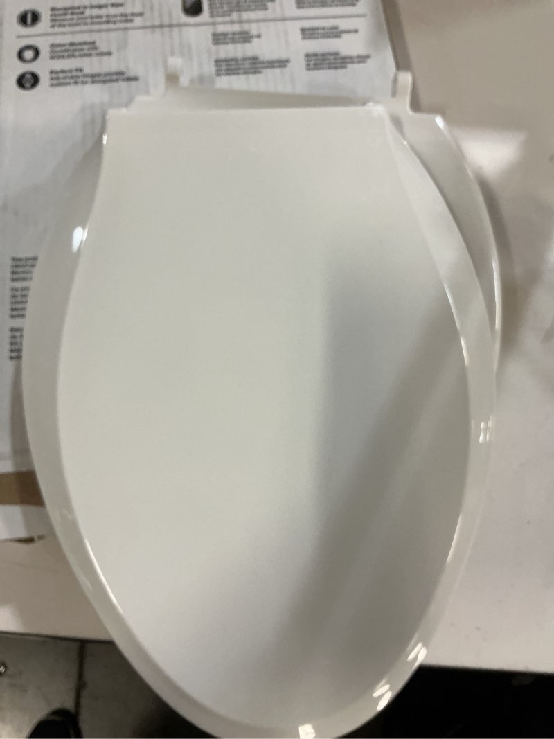 Condition photo showing As Is for kohler 4636-rl-0 cachet readylatch elongated toilet seat slow close, soft close toilet seat quiet lid, contoured grip-tight bumpers installation hardware, apartment essentials, white white elongated ready latch (missing hardware)