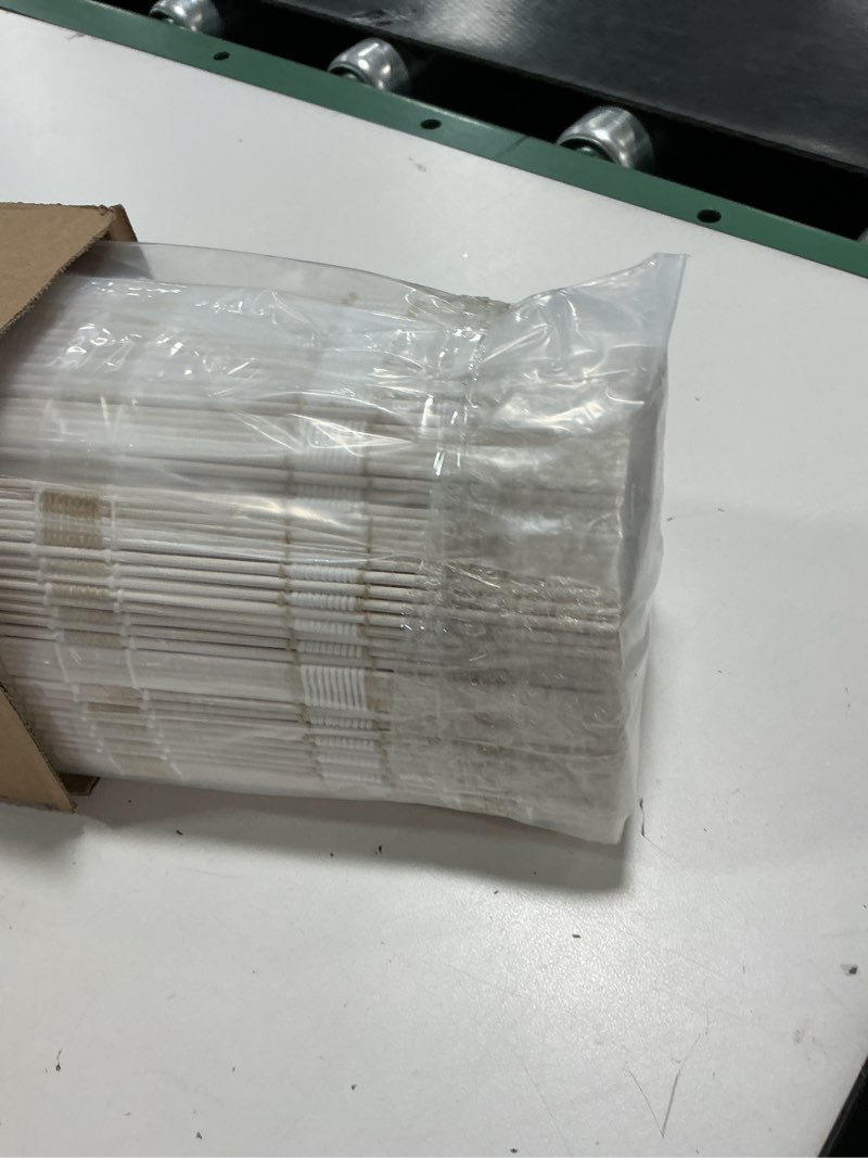 Condition photo showing New/Like New for LazBlinds No Tools No Drill Cordless Bamboo Roman Shades, Light Filtering Window Treatment, Roll Up Bamboo Blinds for Window 34'' W x 64'' H, Whitewash B Whitewash B 34'' W x 64'' H