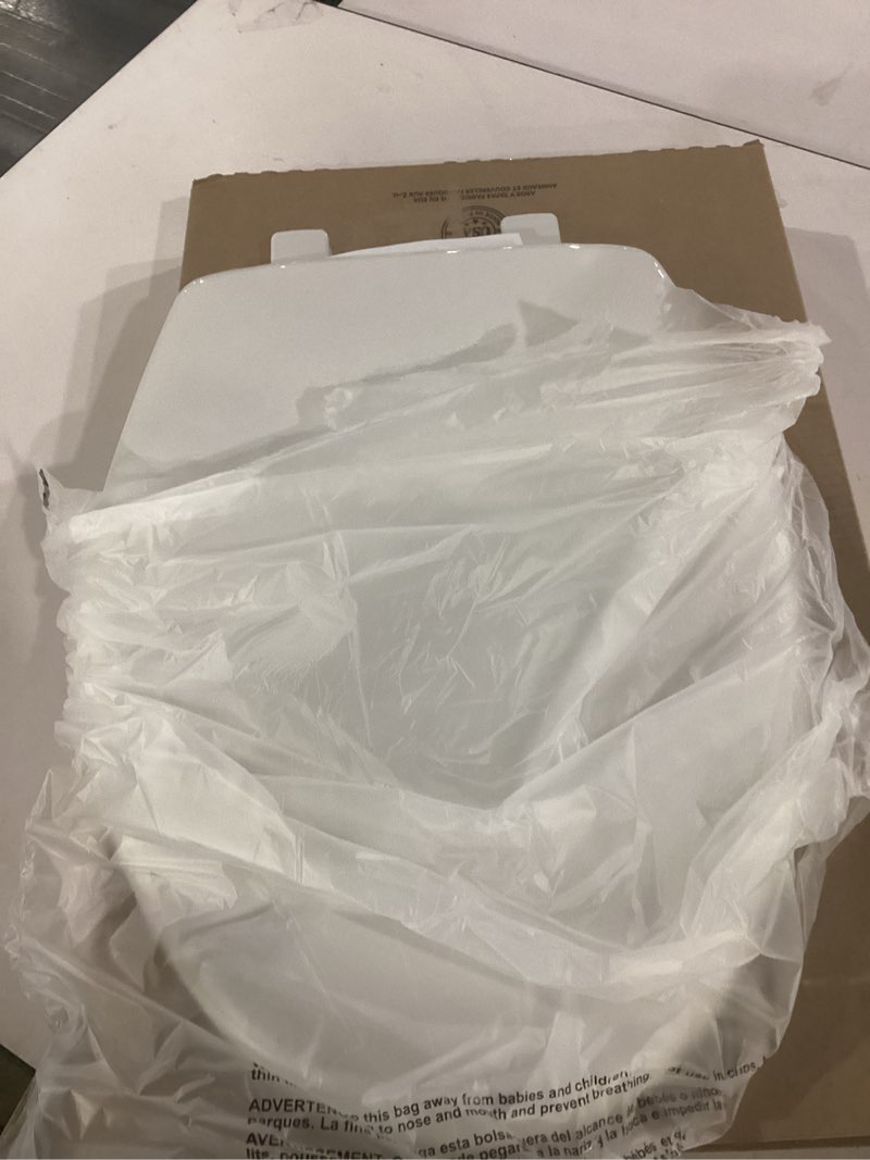 Condition photo showing As Is for bemis 7300slec slow close toilet seat, easy clean hinges and durable plastic seat, made in usa, elongated, white elongated slow close