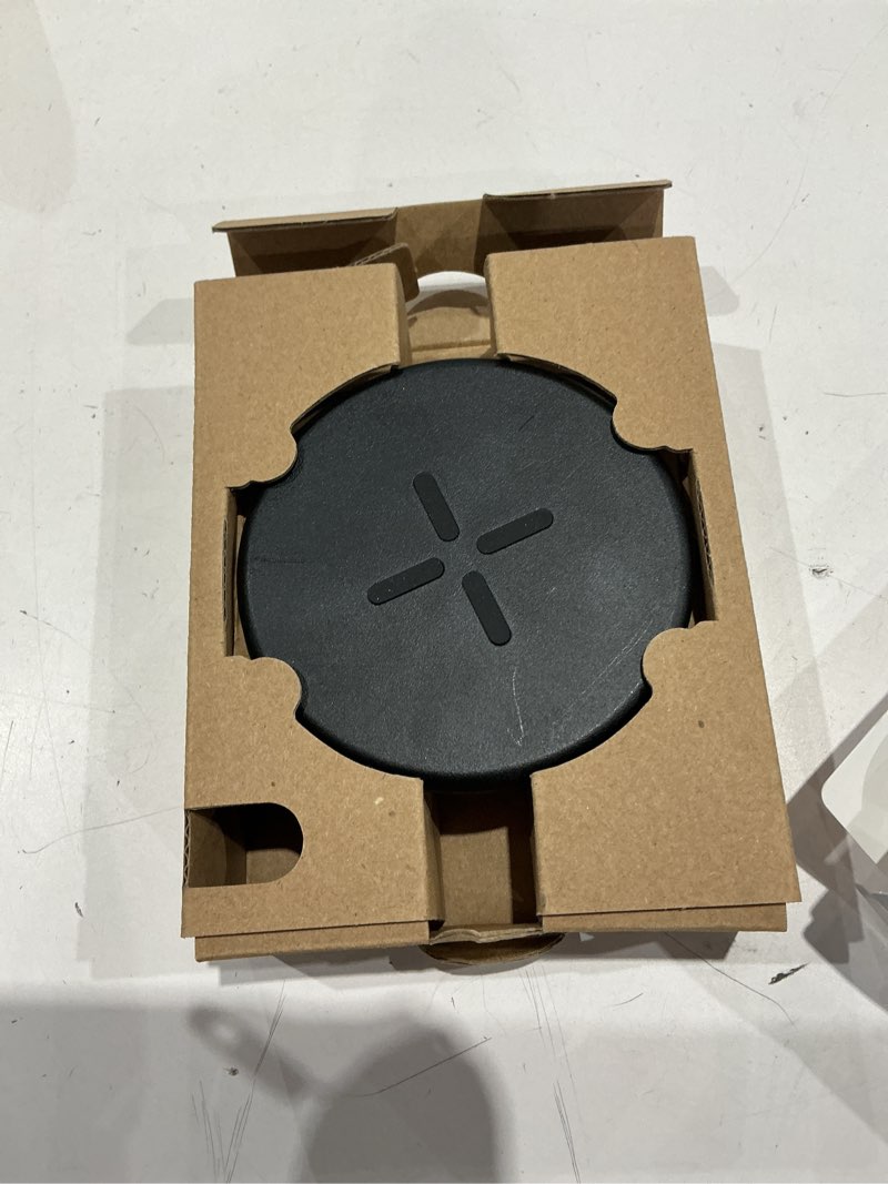 Condition photo showing As Is for onn 10w wireless charging pad with 5ft usb-c cable and wall adapter, qi certified, black - compatible with iphone 17/16/15/14/13/12 series, samsung galaxy, note, pixel devices (incomplete )