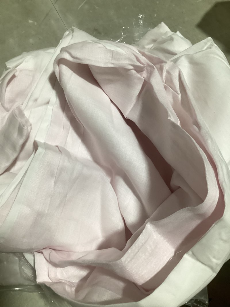 Condition photo showing Good Condition for european linen curtain, 96x96, vintage blush
