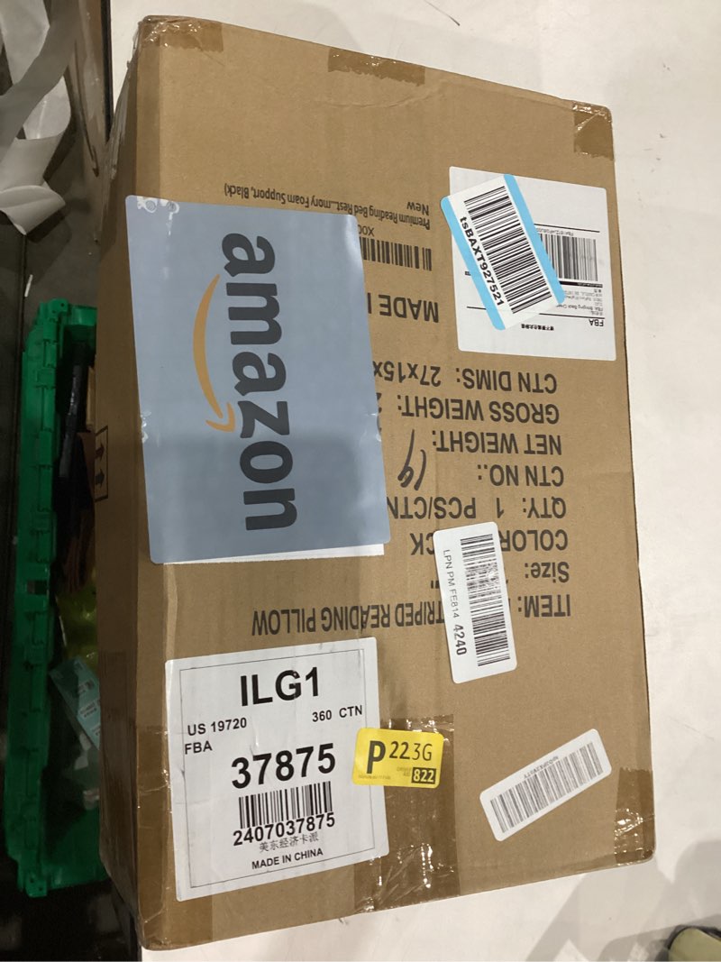 Condition photo showing Good Condition for Homie Reading Pillow with Reading Light and Wrist Support, Has Arm Rests, and Back Support for Bed Rest, Lounging, Reading, Working on Laptop, Watching TV (Black) Black Large 18in x 31in