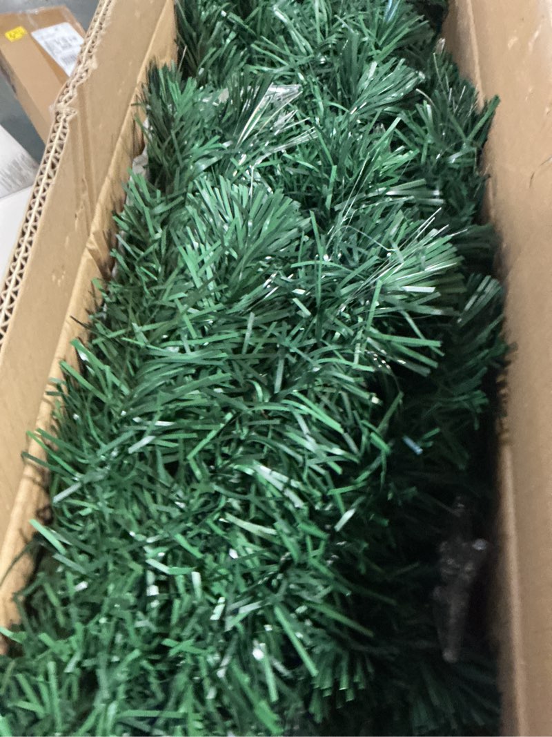 Condition photo showing Good Condition for Juegoal 7ft Pre-Lit Artificial Christmas Tree, Lighted Optical Fiber Xmas Trees with Warm White Large Stars & Color Changing Optical Fiber Lights, Party Home Holiday Green Fake Tree with Metal Legs 7 FT