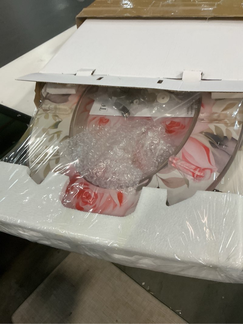 Condition photo showing New/Like New for Resin Elongated Toilet Seat with Cover Quiet Close Quick Release Hinges Watercolor Romantic Pink Rose Flowers Arrangement Clipart Illustration Decorative Toilet Seat Easy to Clean Install Home Decor Elongated-3