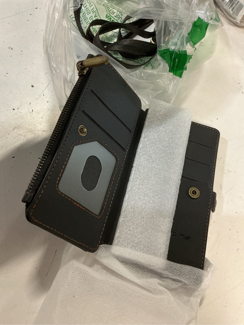 Condition photo showing Good Condition for strapurs wallet case compatible with iphone 13 rfid blocking 7-card holder soft pu leather magnetic snap shoulder strap zipper pocket phone case fit for iphone 13 for women 6.1" - black black iphone 13 - 6.1"