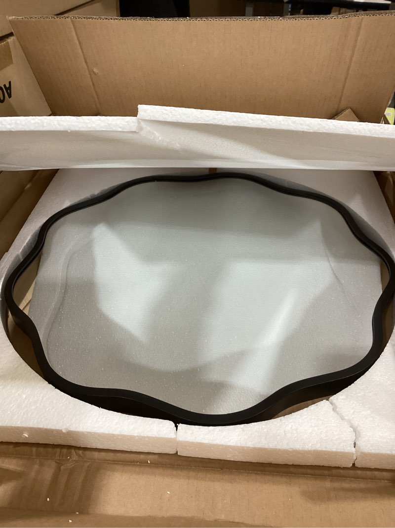 wallbeyond round wavy mirror for wall decorative 20 inch, modern round mirror aluminum frame for bat