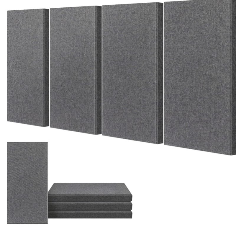 Pack of, 6 15.75 x 31.5 x 0.47 inch self-adhesive acoustic panels, high-density beveled edge soundproof wall panels, acoustic treatment for study, home and office (moon gray)