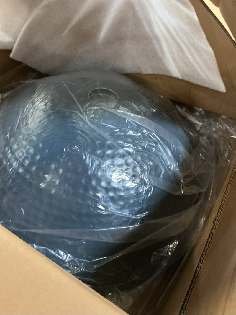 Condition photo showing Good Condition for ELYONA 2 Pack Large Ash Wood Pendant Light Fixtures 16 Inch Hammered Metal Dome Hanging Lamp with Brass Handle Chandeliers for Farmhouse Kitchen Island Dining Room Sink Bedroom Hallway, Modern Blue Blue - 2 Pack