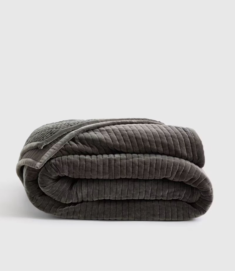 quince cotton velvet channel quilt graystone king 