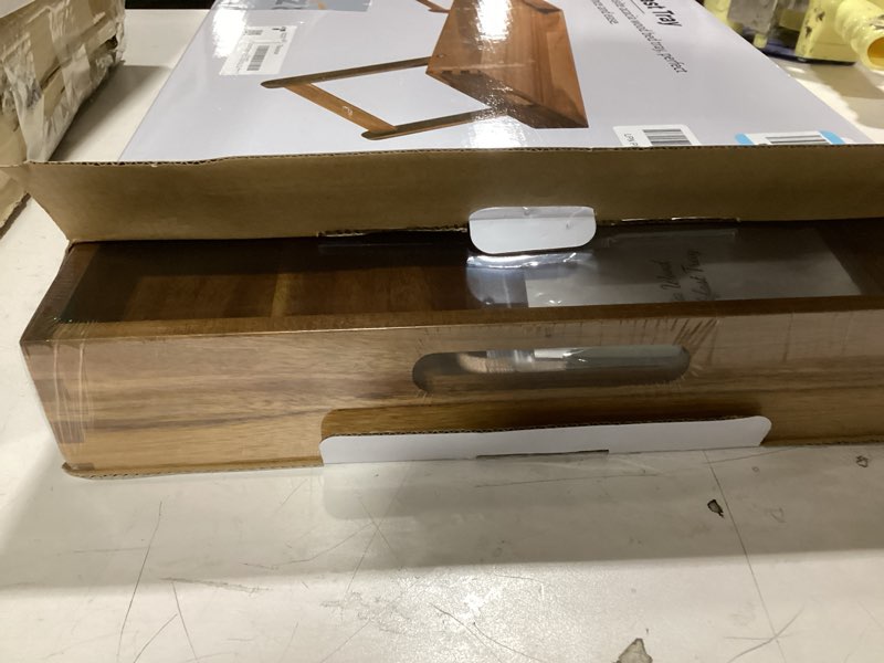 Condition photo showing Good Condition for Extra Large Folding Bed Tray Table, 22’’ x 14’’ Acacia Wood Breakfast Tray, Food Serving Tray with Legs for Eating in Bed