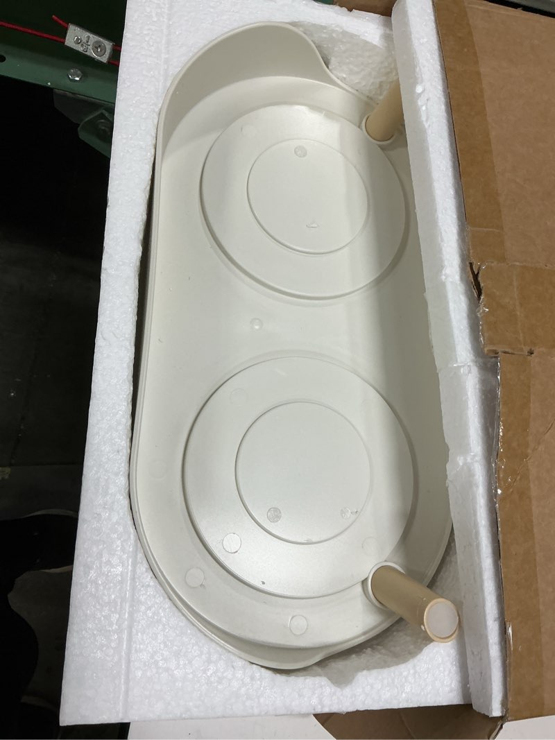Condition photo showing Good Condition for elevated ceramic cat bowl set - raised double dishes for food & water - non-slip stand & splash proof - for cats & puppies - 2 x 480 ml - 16.23 oz small grey