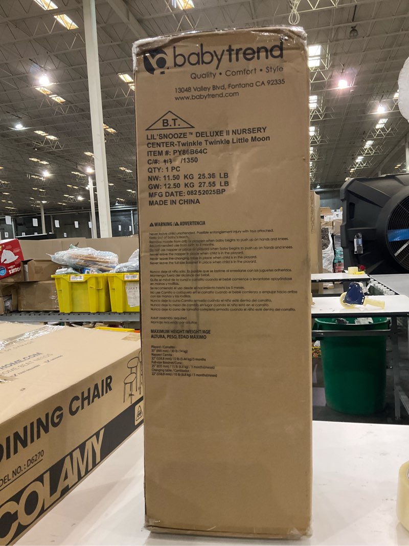 Condition photo showing New/Like New for Baby Trend Lil Snooze Deluxe II Nursery Center Playard  Twinkle Twinkle Little Moon  White/Gray